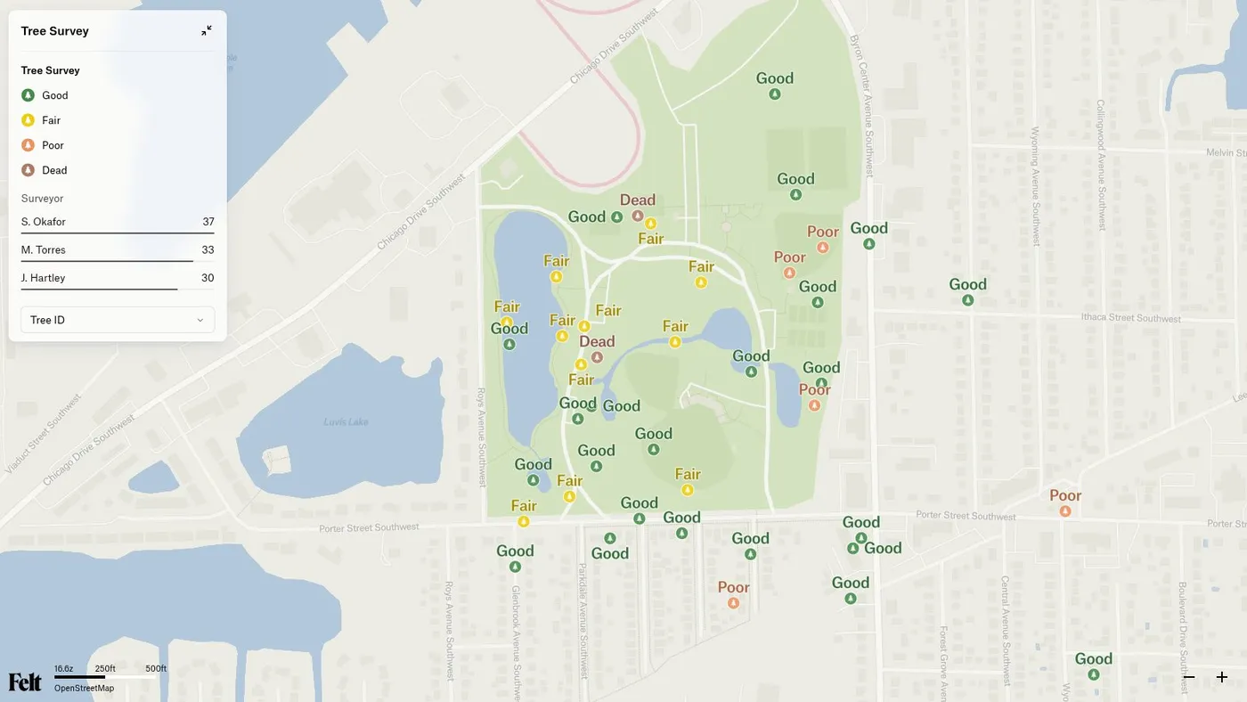 Felt Map: a still of the map