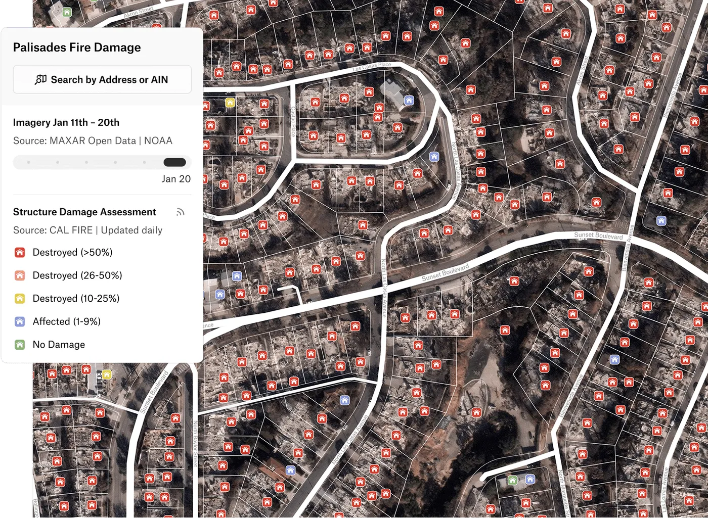Map of Palisades Fire Damage