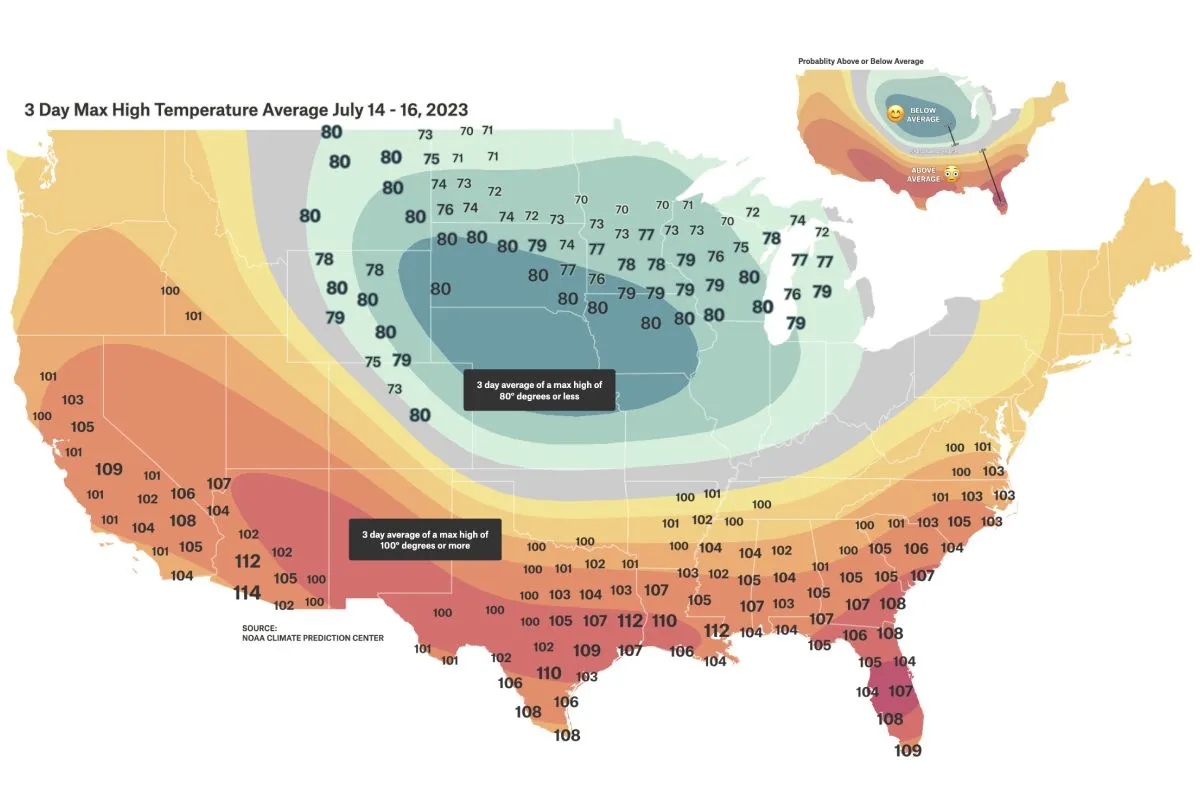 Preview of 3 Day Average Heat Index, an interactive Felt map