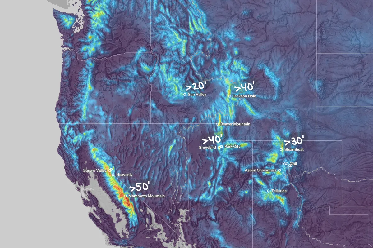 Preview of NOAA Seasonal Snow Accumulations, an interactive Felt map