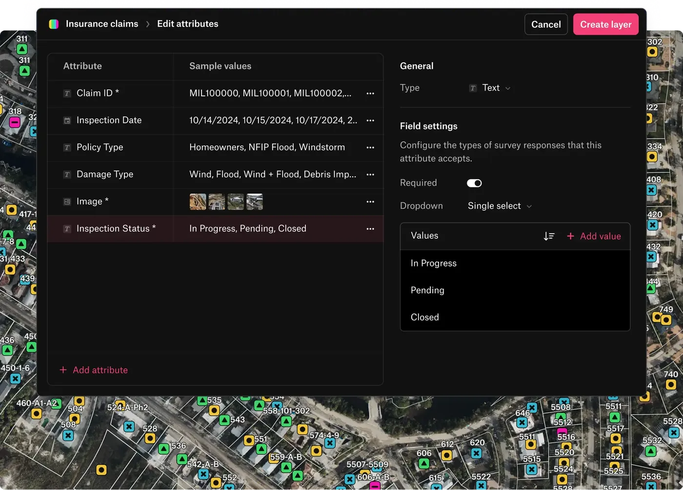 Build field surveys by adding attributes directly to a layer. Change anything mid-project, even while crews are collecting.