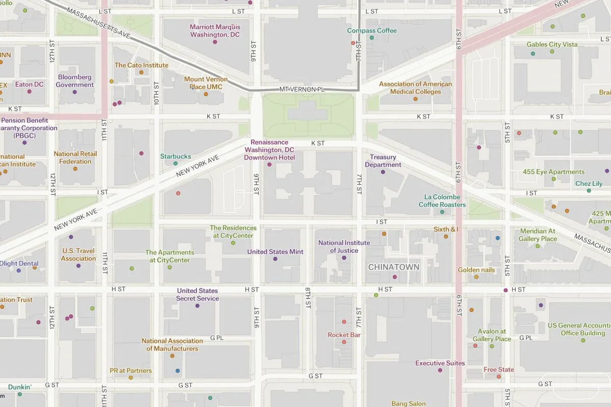Preview of Overture Places of Interest, Washington, D.C., an interactive Felt map