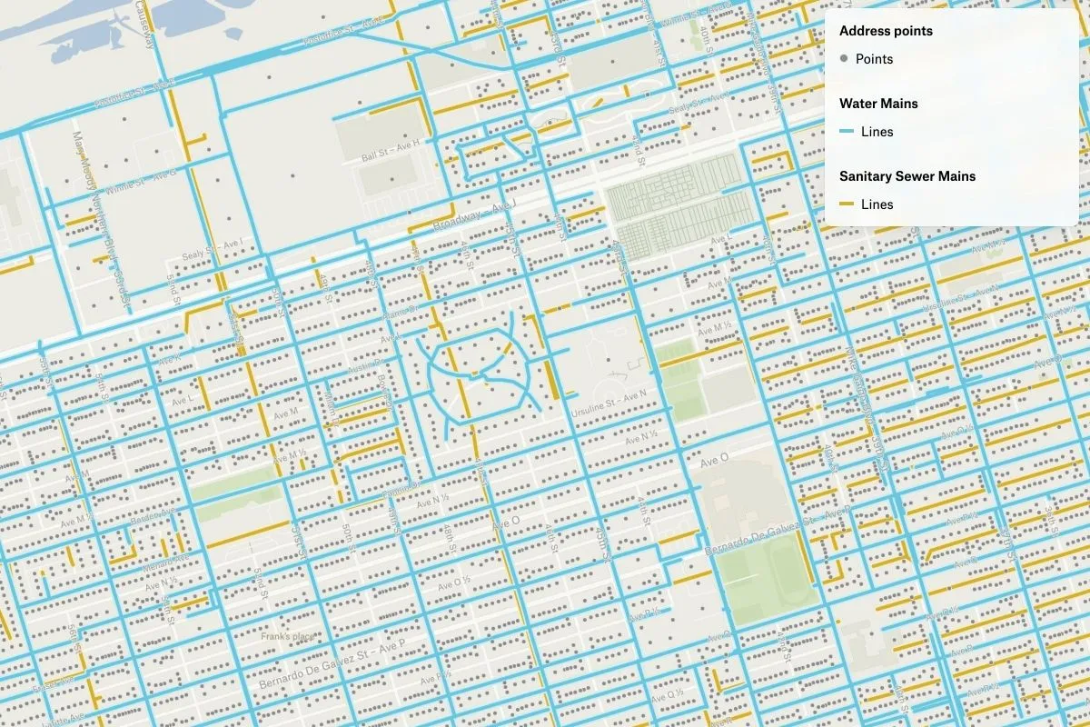 Preview of Galveston’s Sewer & Water, an interactive Felt map