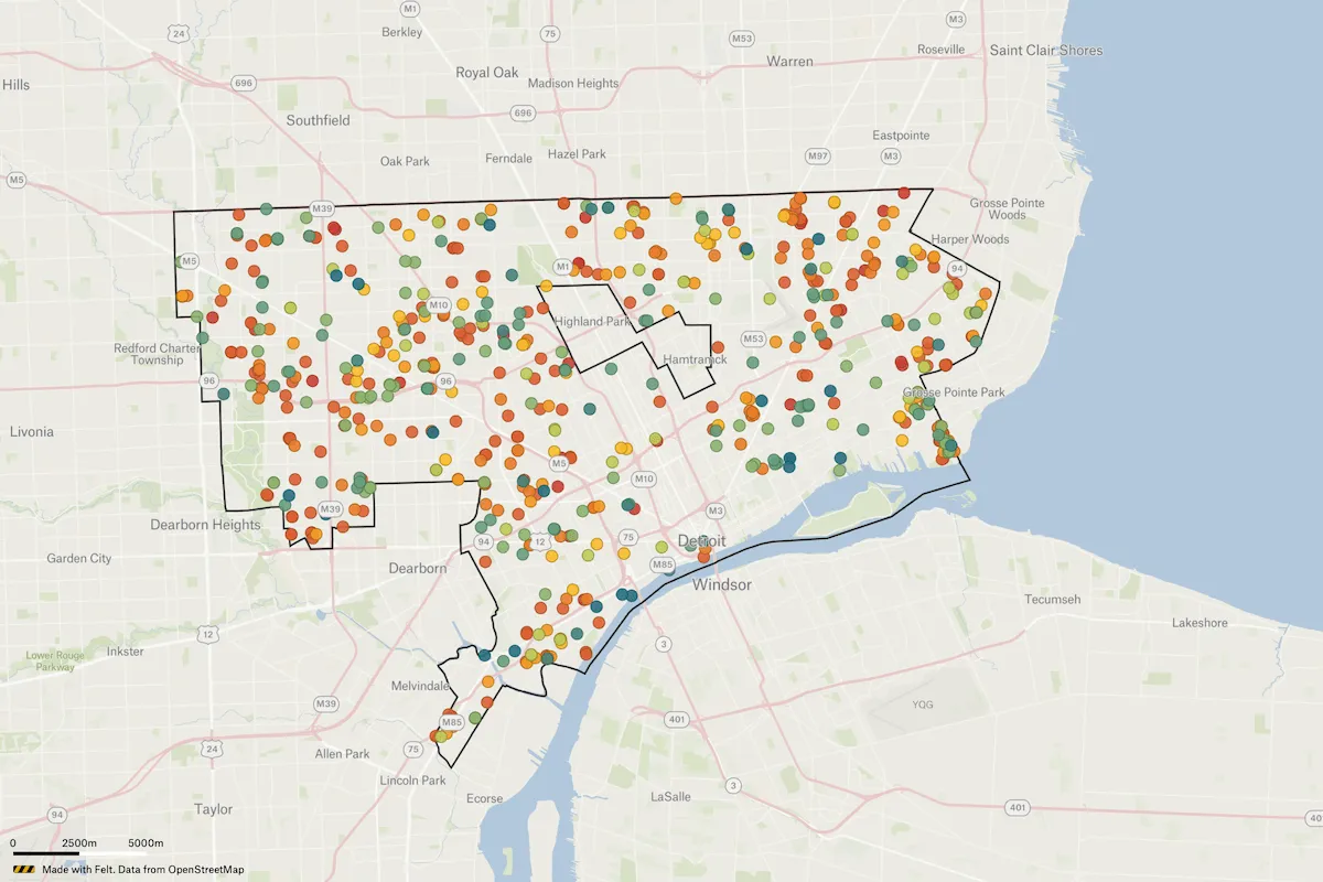 Preview of Detroit Land Boat Reports, an interactive Felt map