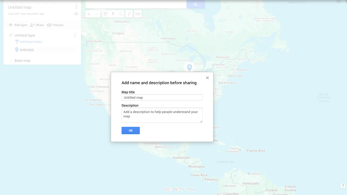 A screenshot of the Google Maps “Share” function.