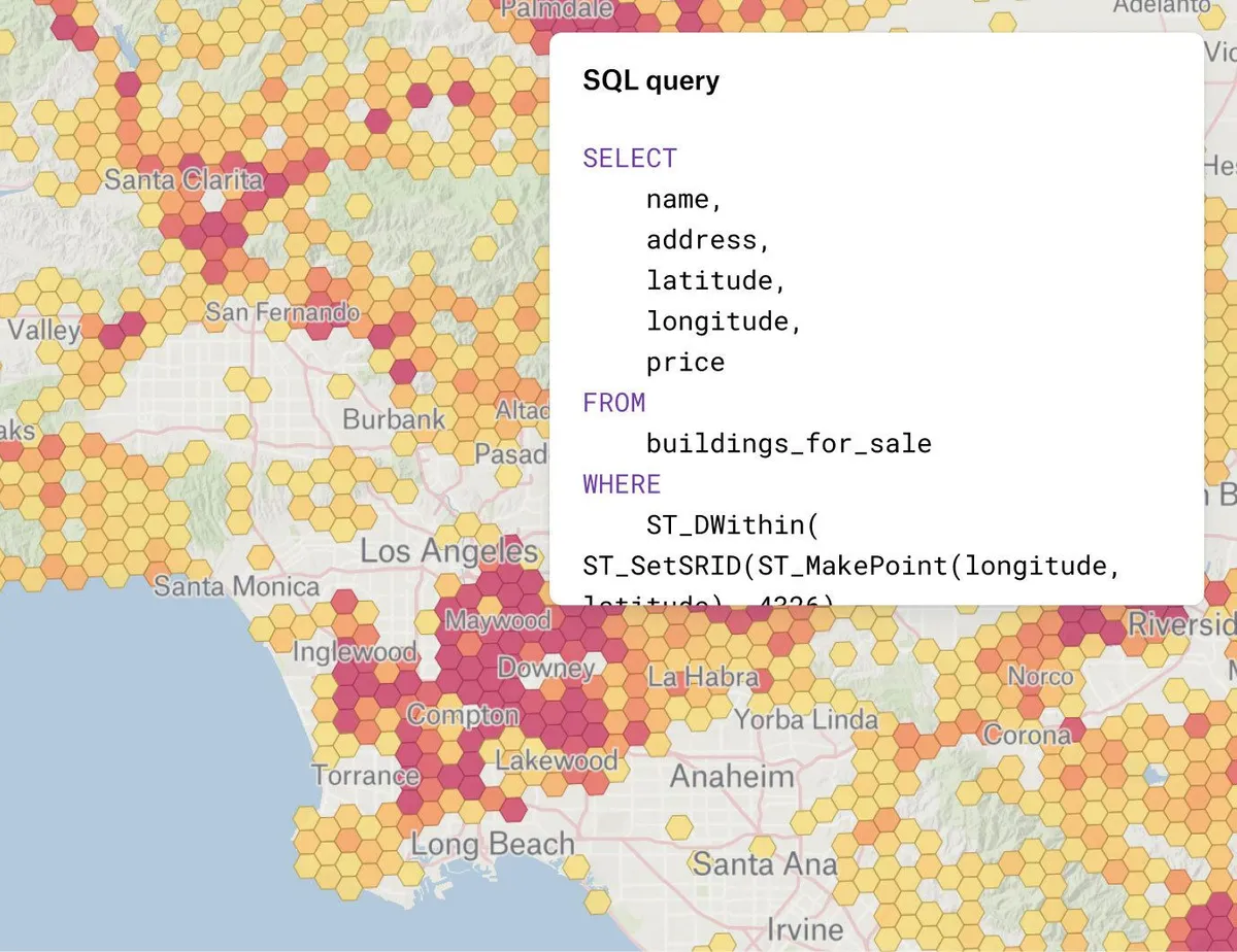 Felt SQL queries return performant layers from your database containing just the data you need.