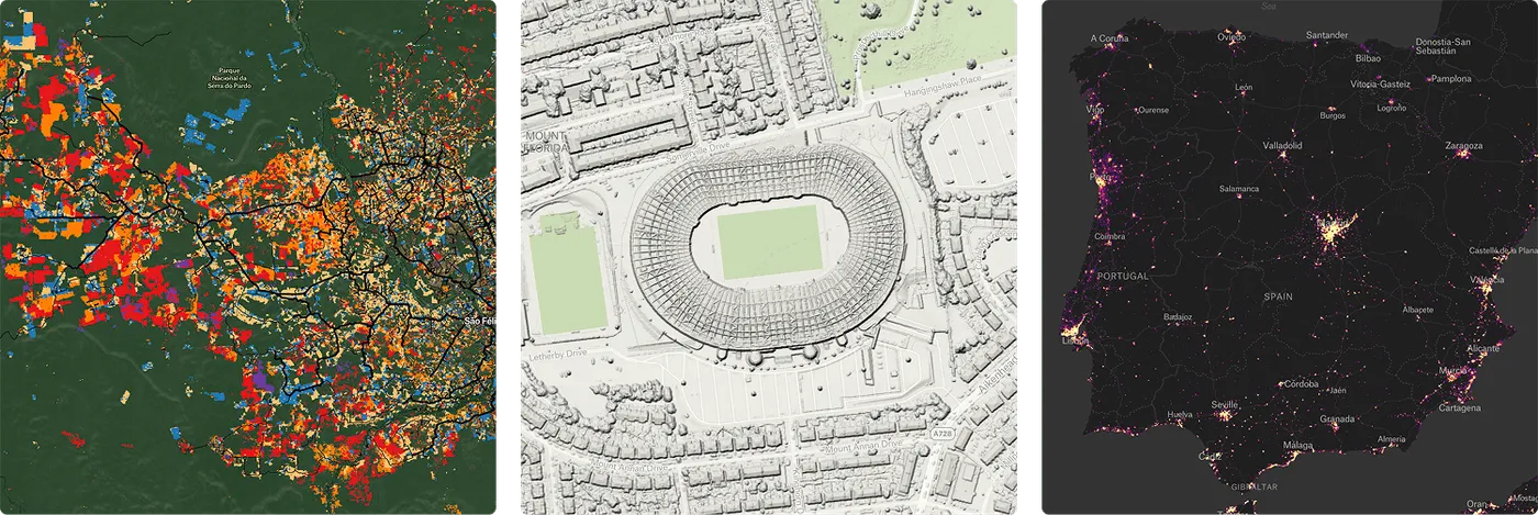 Once in Felt, it's a single click to apply dynamic styling for continuous and categorical data, generate hillshade or perform NDVI, NDWI, and NDMI analysis.