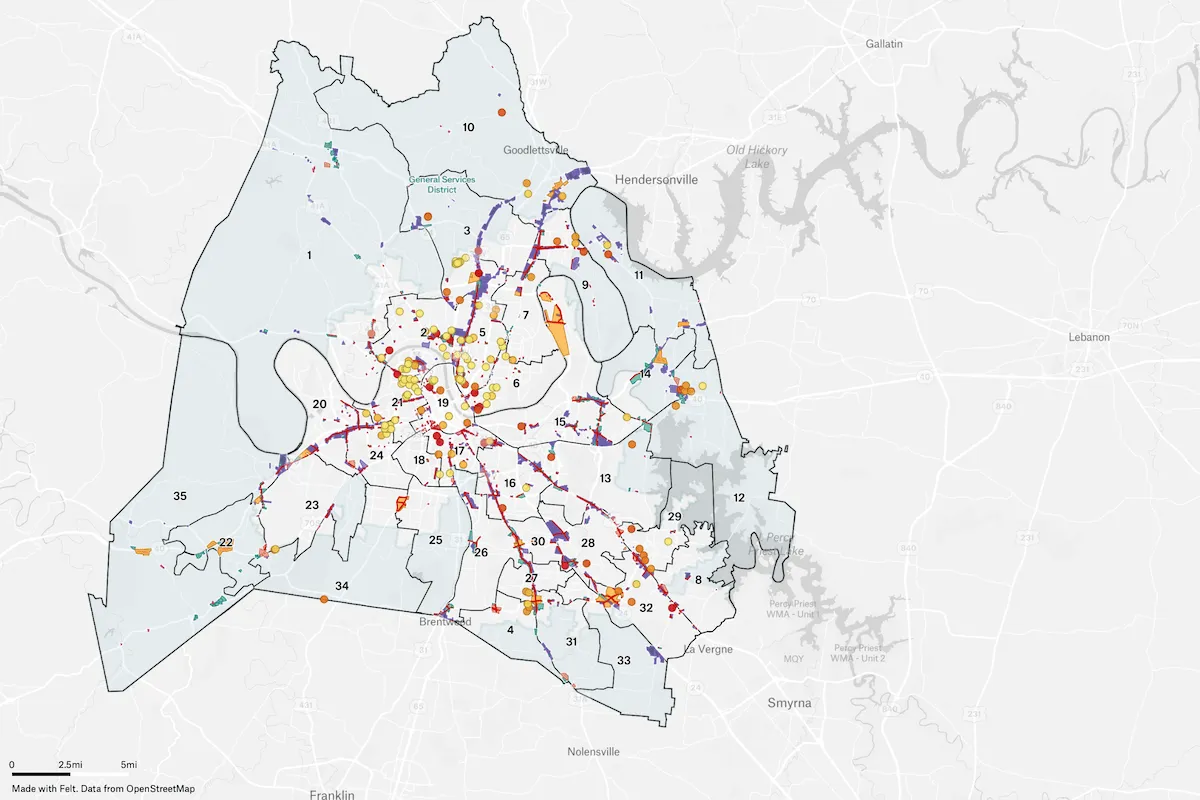Preview of Nashville Zoning Expansion Map, an interactive Felt map