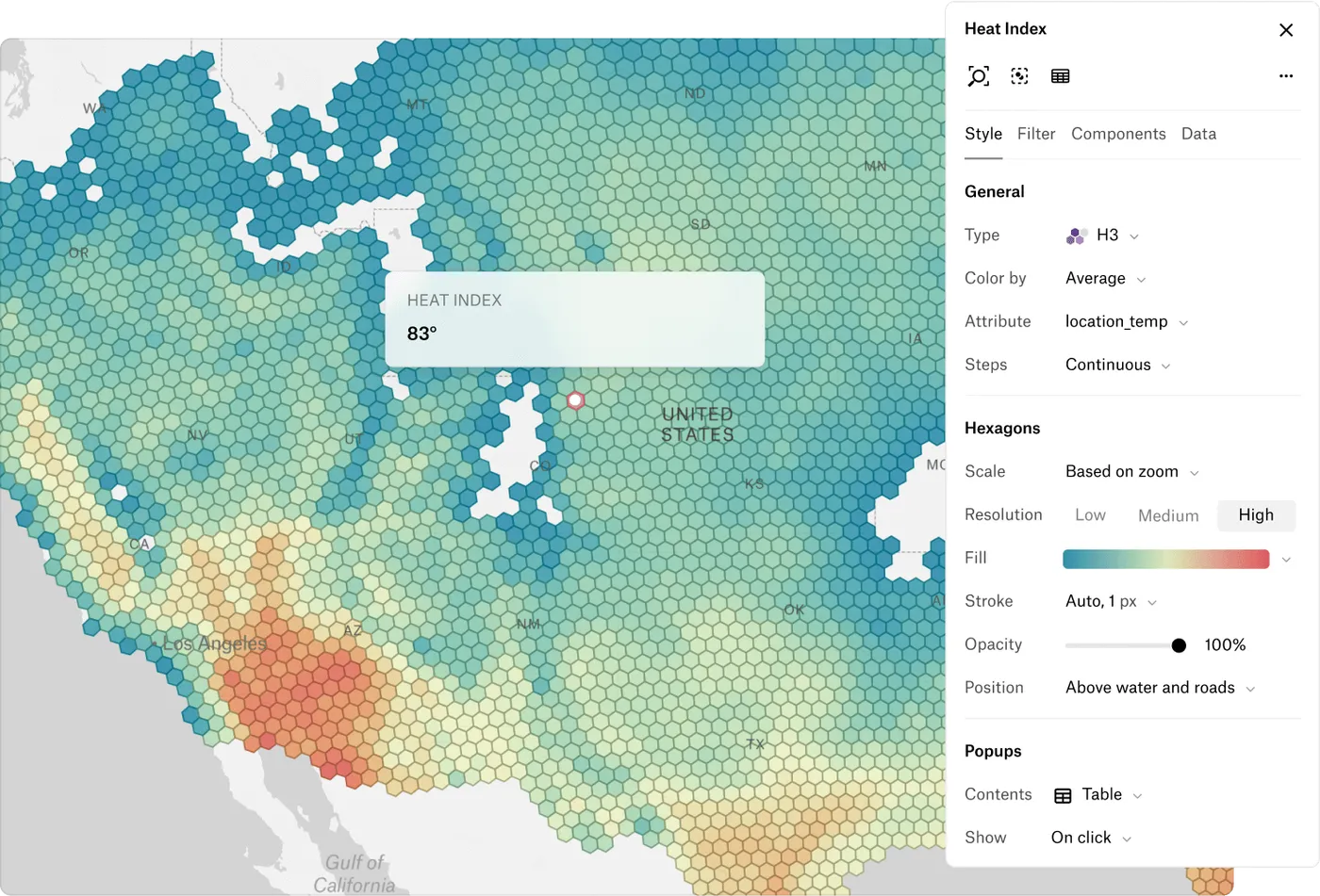 Visualize your data in H3 with a single click.