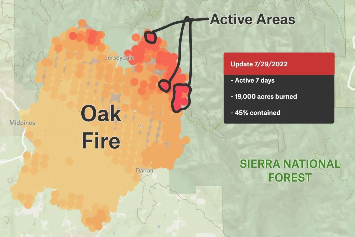 Preview of Oak Fire Progression, an interactive Felt map