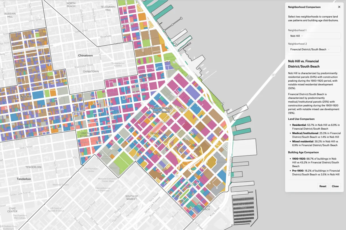 Preview of Neighborhood Land Use Comparison, an interactive Felt map