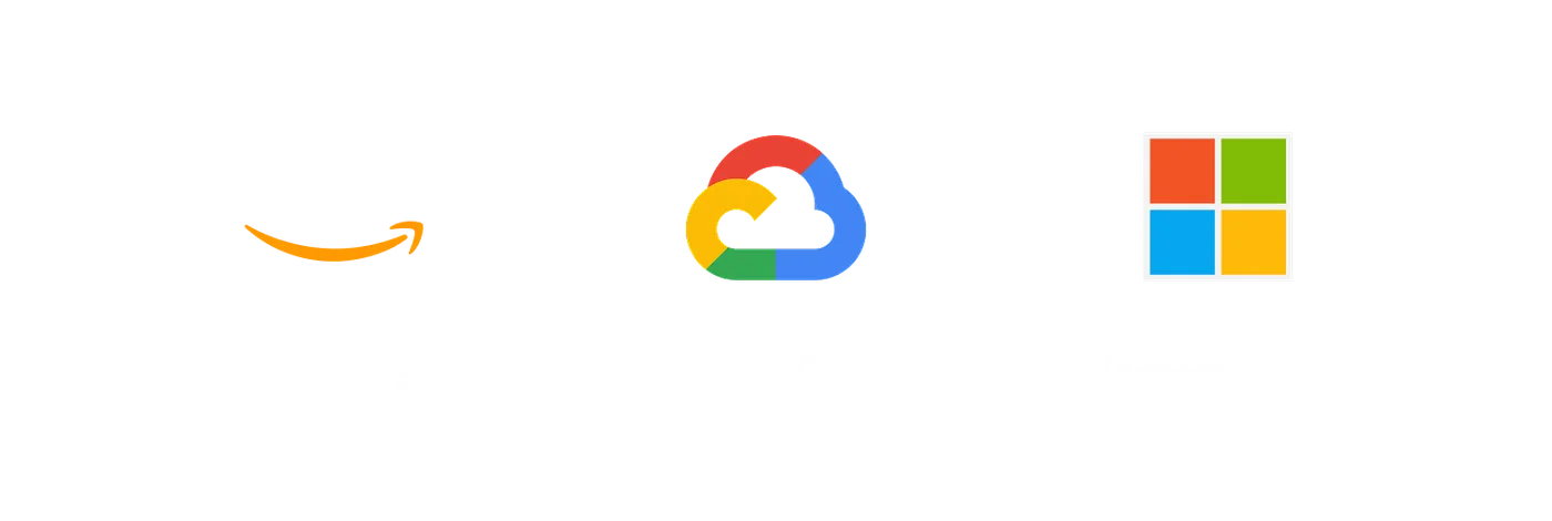 Logos of Amazon Web Services, Google Cloud, and Microsoft Azure